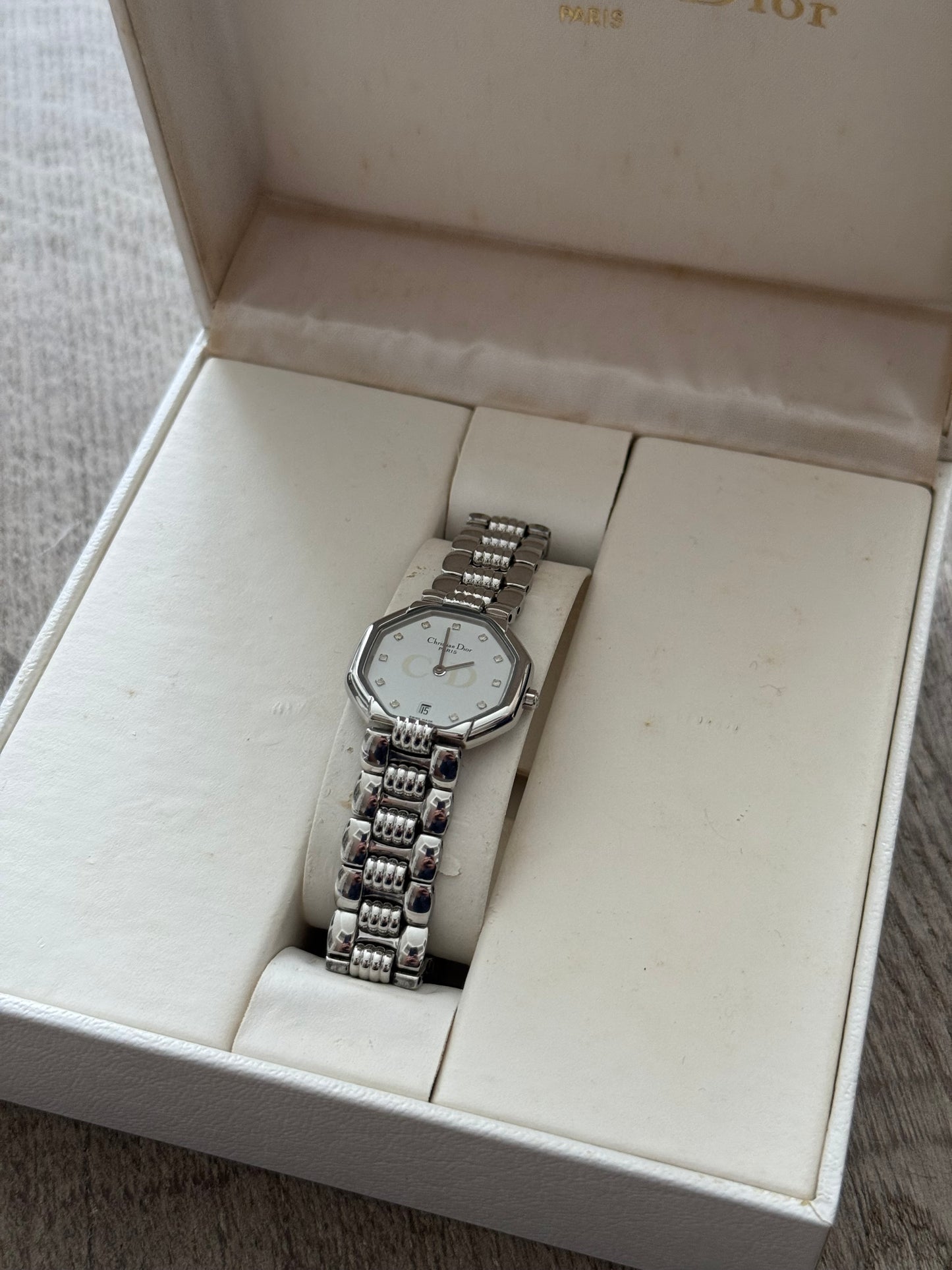 Authentic Christian Dior Model Depose w/ 12 Diamonds (Silver)