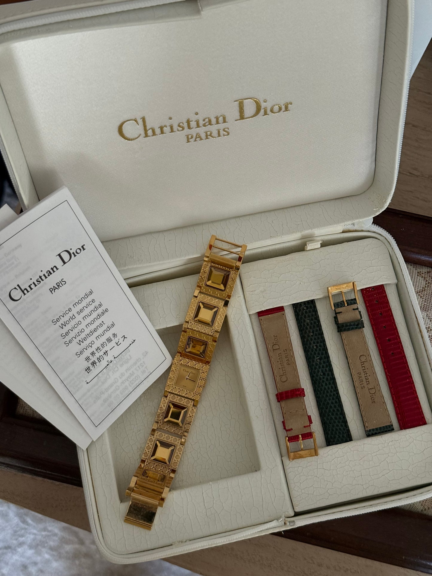 Authentic RARE Gold 1990's La Parisienne Christian Dior Watch Set w/ BOX
