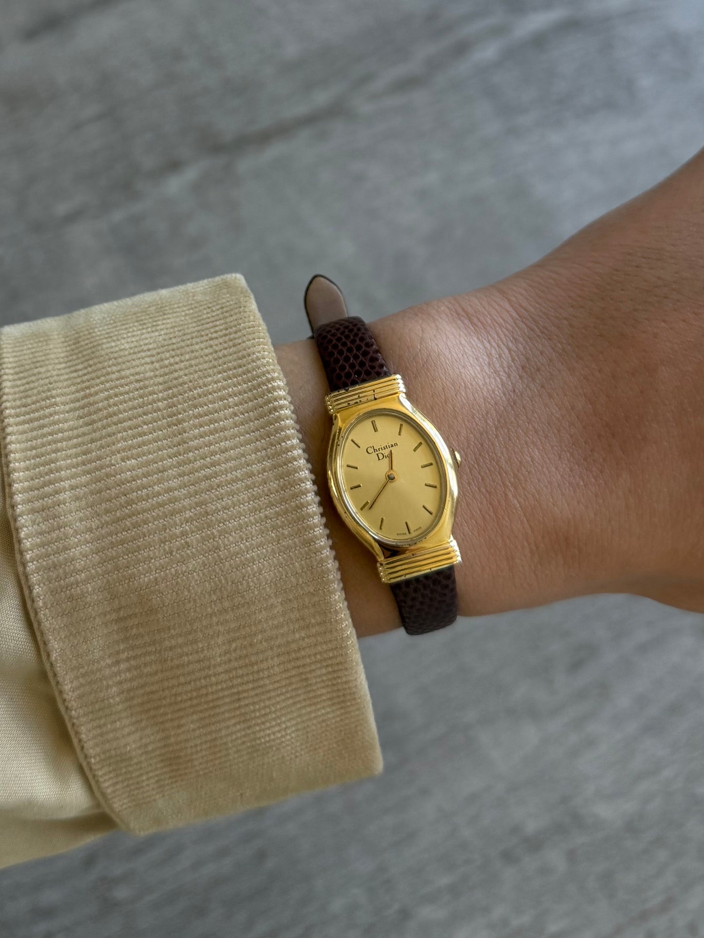 RARE 1990's Christian Dior Brown Leather Strap Watch