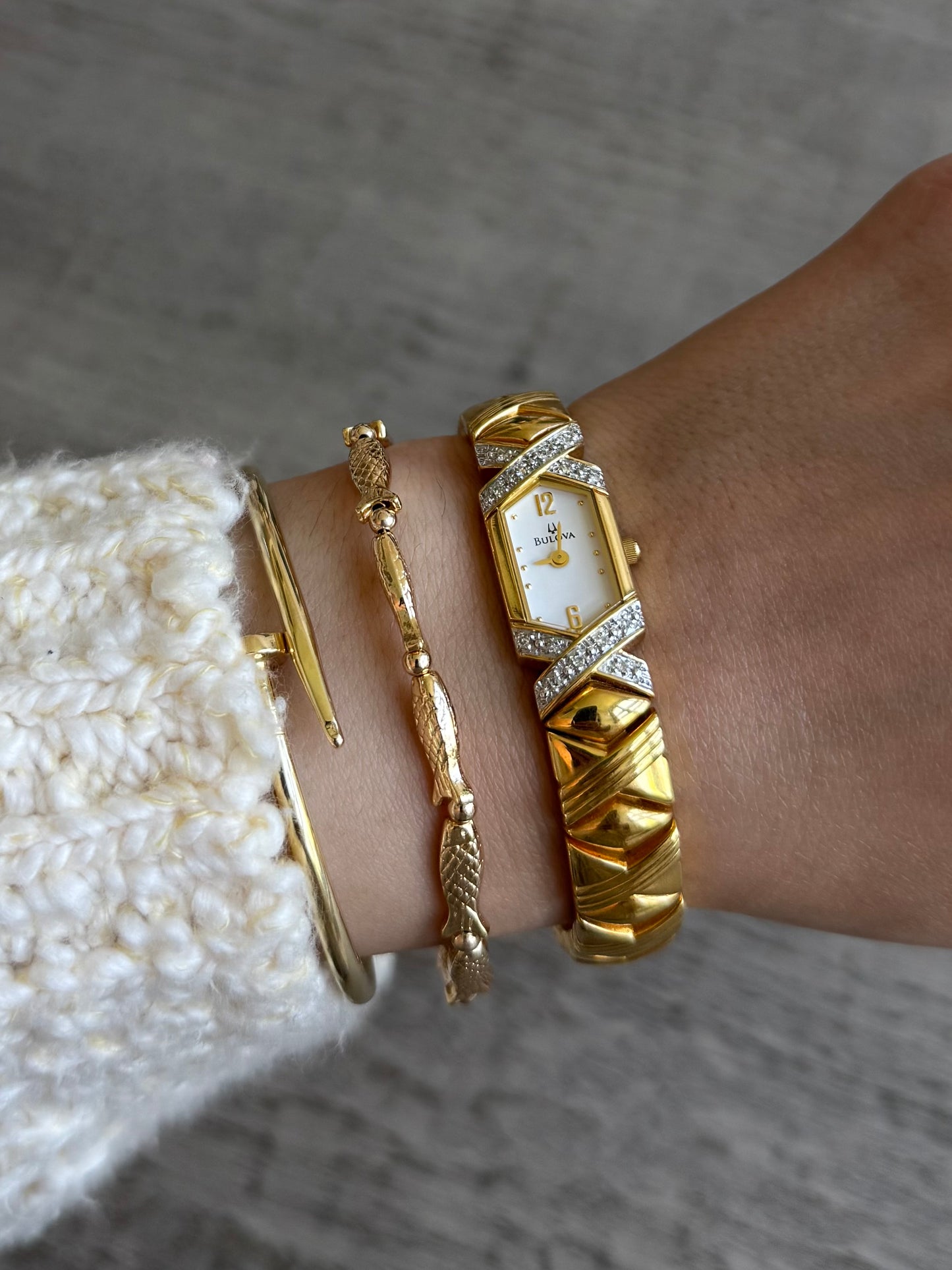 Bulova Swarovski Crystal Gold Plated Watch - With Box