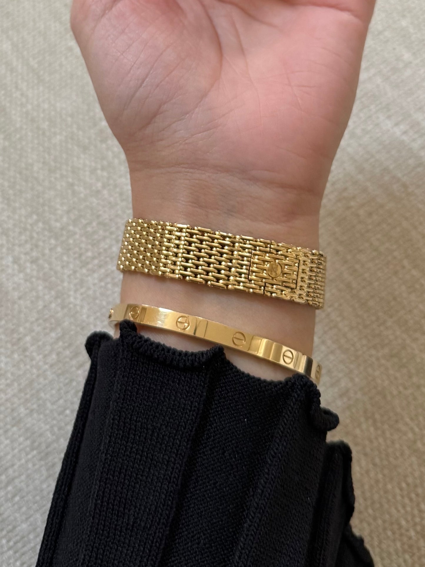 Rare 18k Gold Vintage CELINE Triomphe Square Watch with Mesh Bracelet