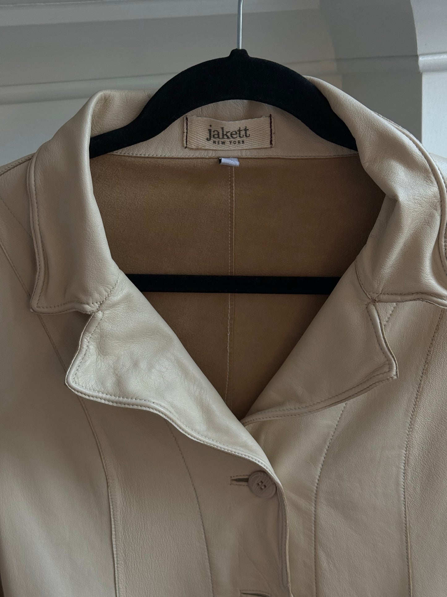 Vintage Cream Leather Trench