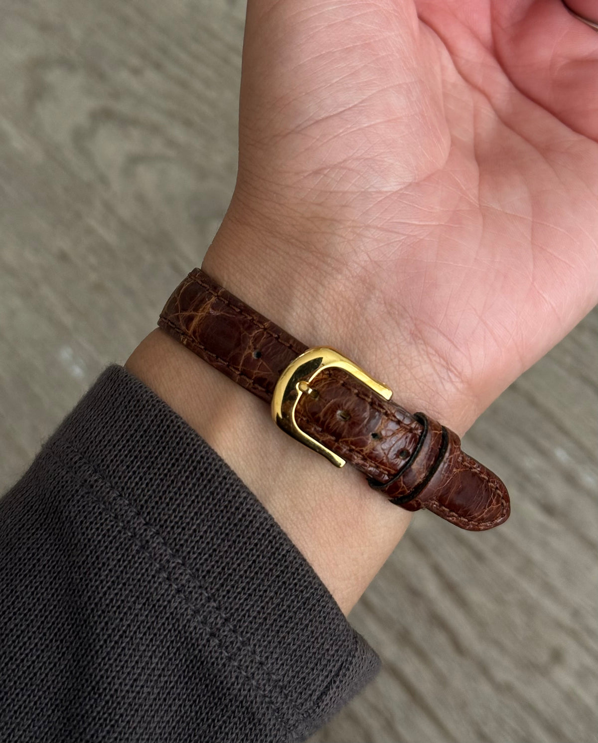 Vintage Seiko 90's Baignoire Brown Leather Band Watch