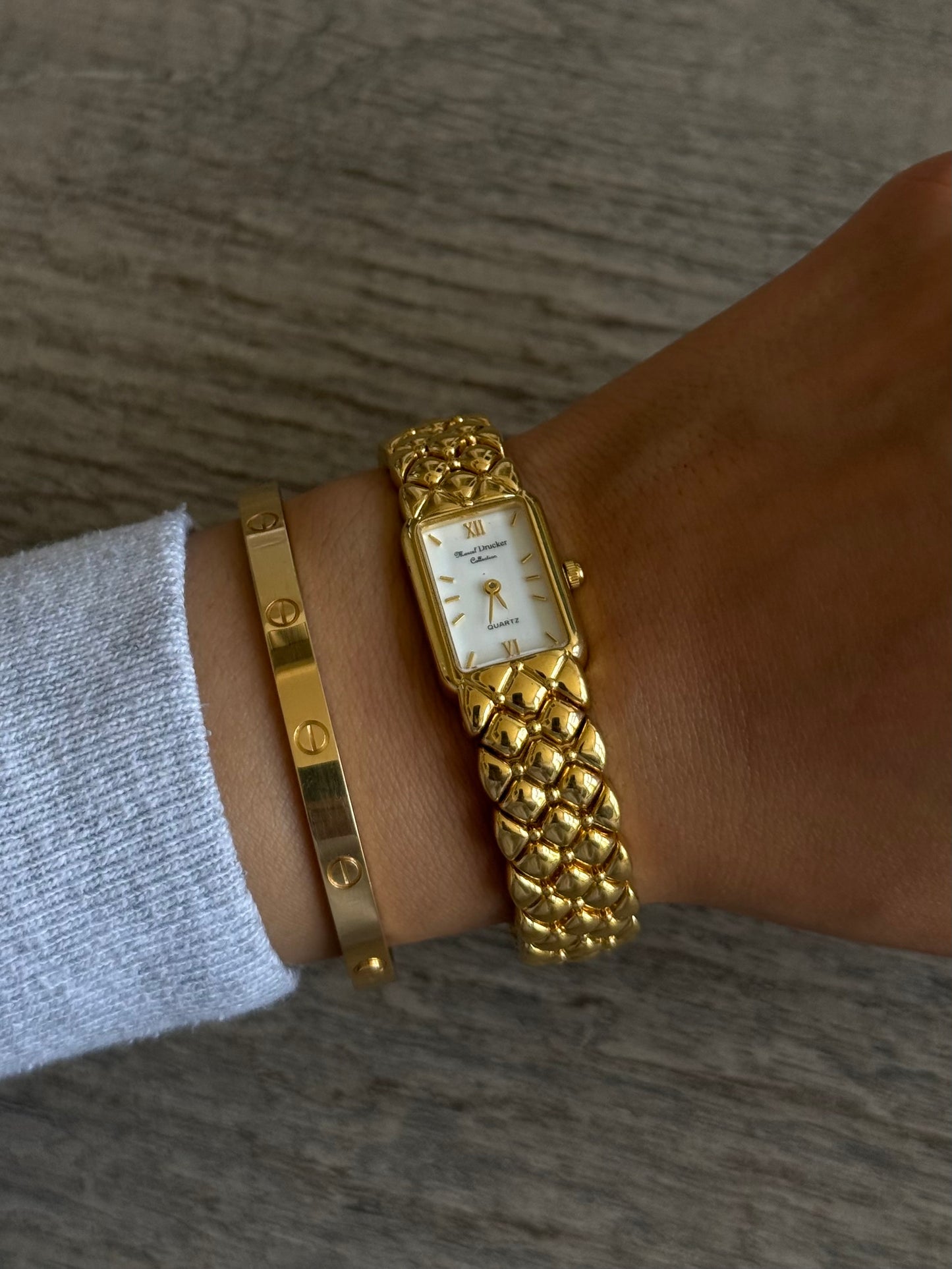 Vintage Marcel Drucker Gold Toned Watch with MOP Dial
