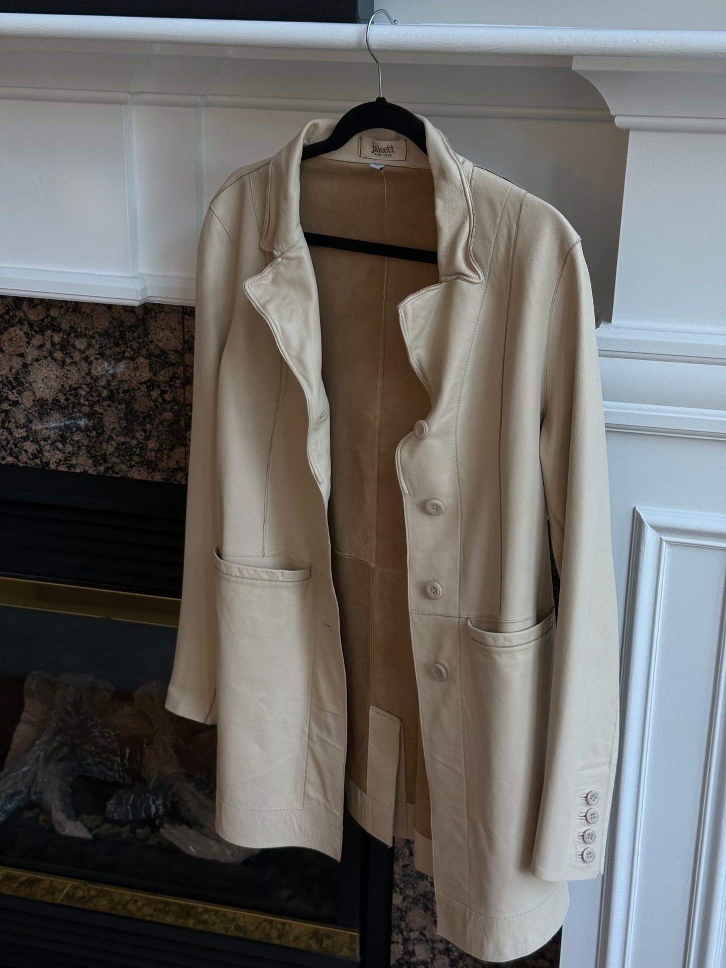 Vintage Cream Leather Trench