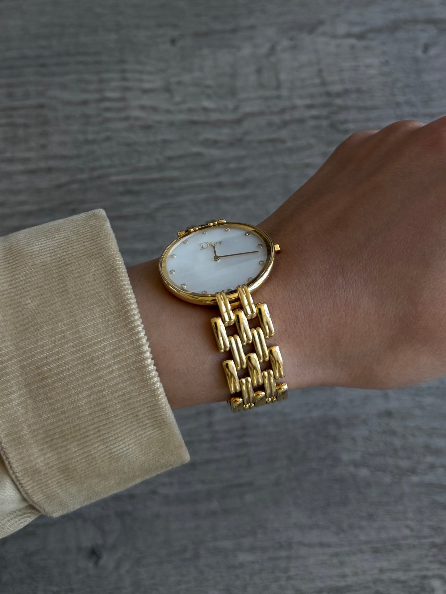 Authentic 90's Christian Dior 18k GP Bagheera Watch with Genuine Diamonds (large face)
