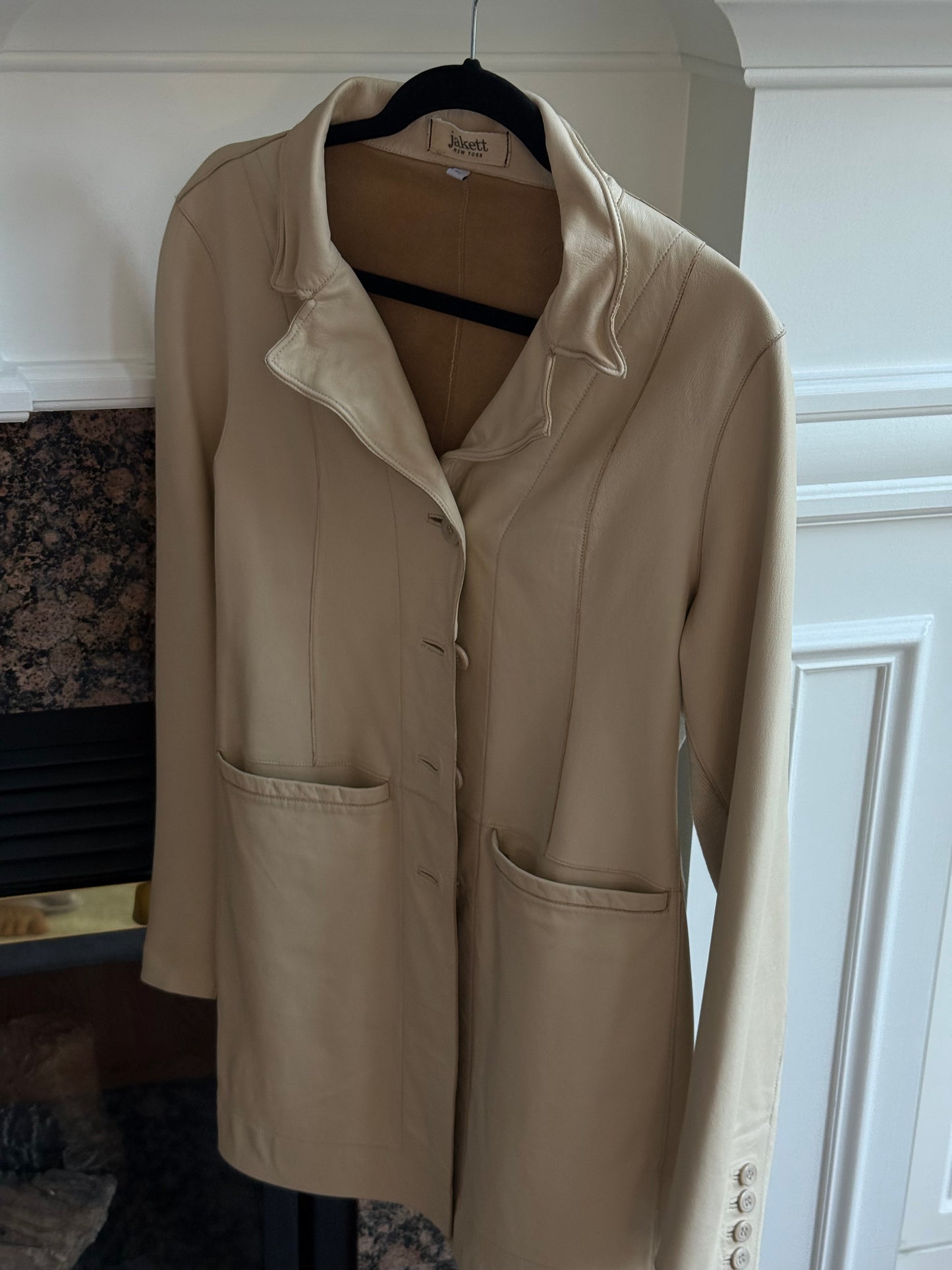 Vintage Cream Leather Trench