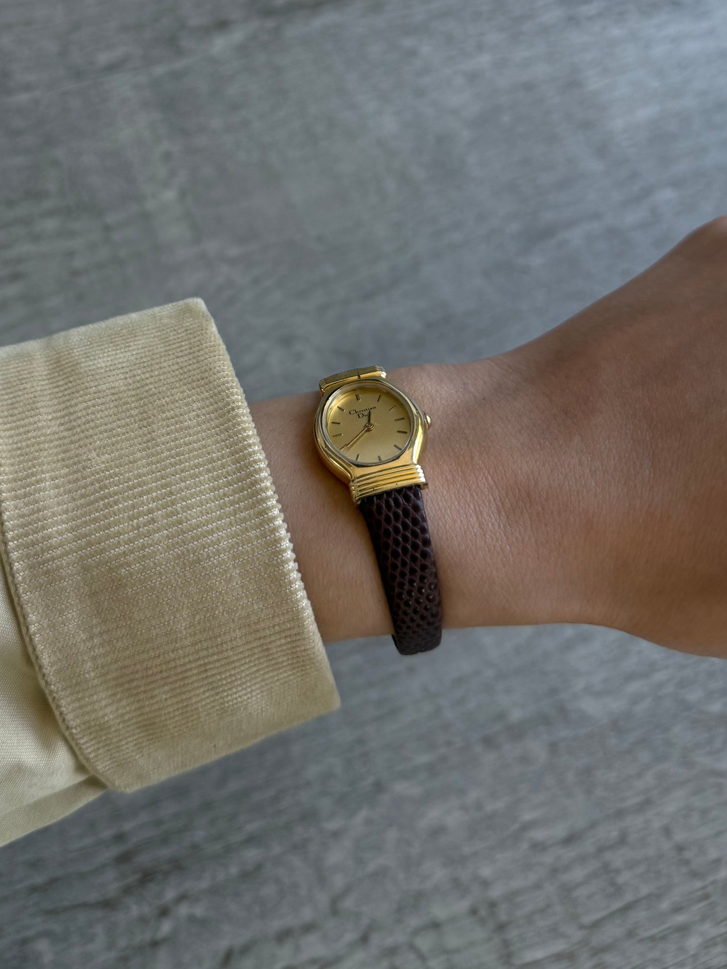 RARE 1990's Christian Dior Brown Leather Strap Watch
