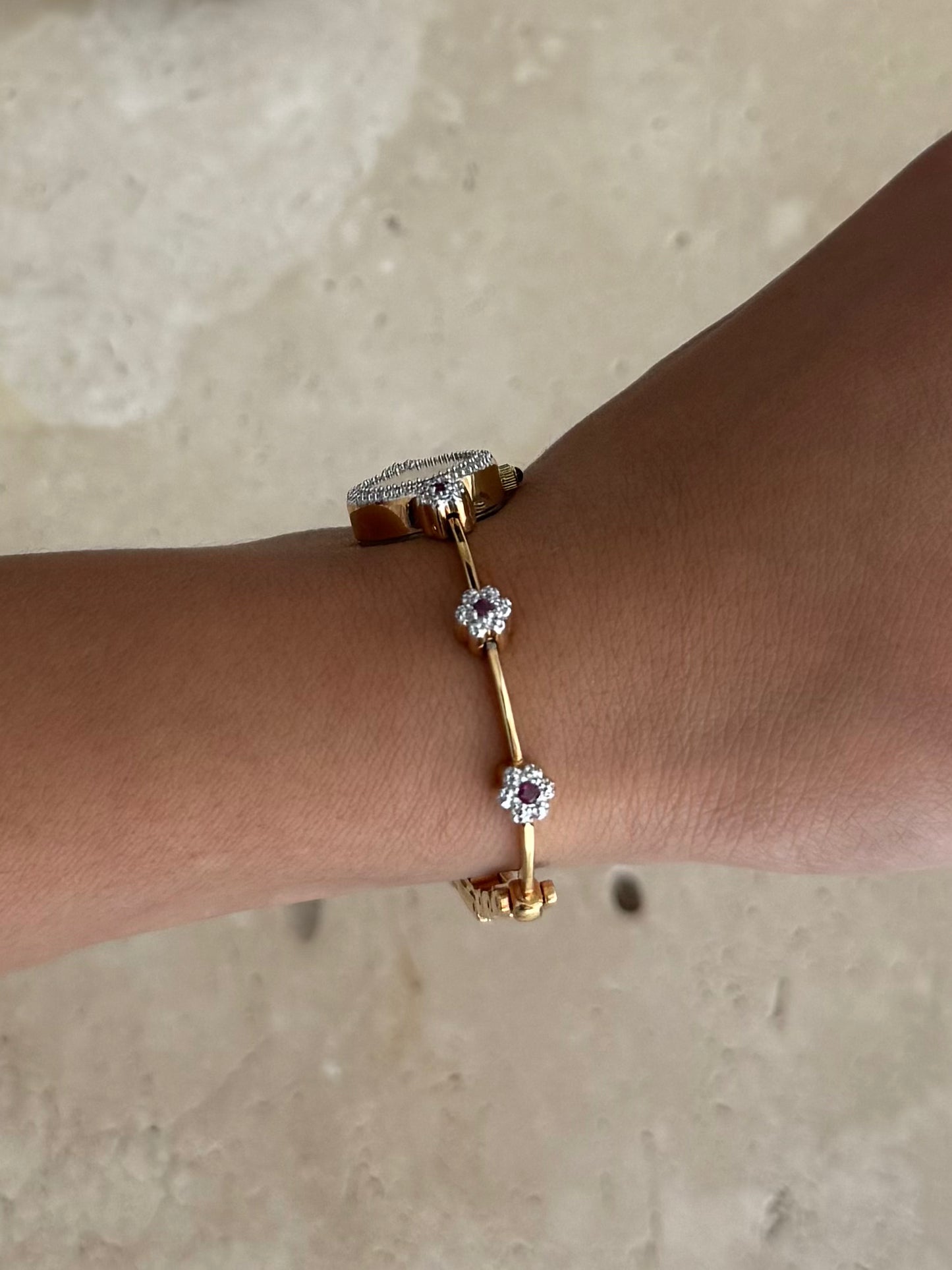 RARE Anne Klein Dainty Watch with Rubies and Diamonds
