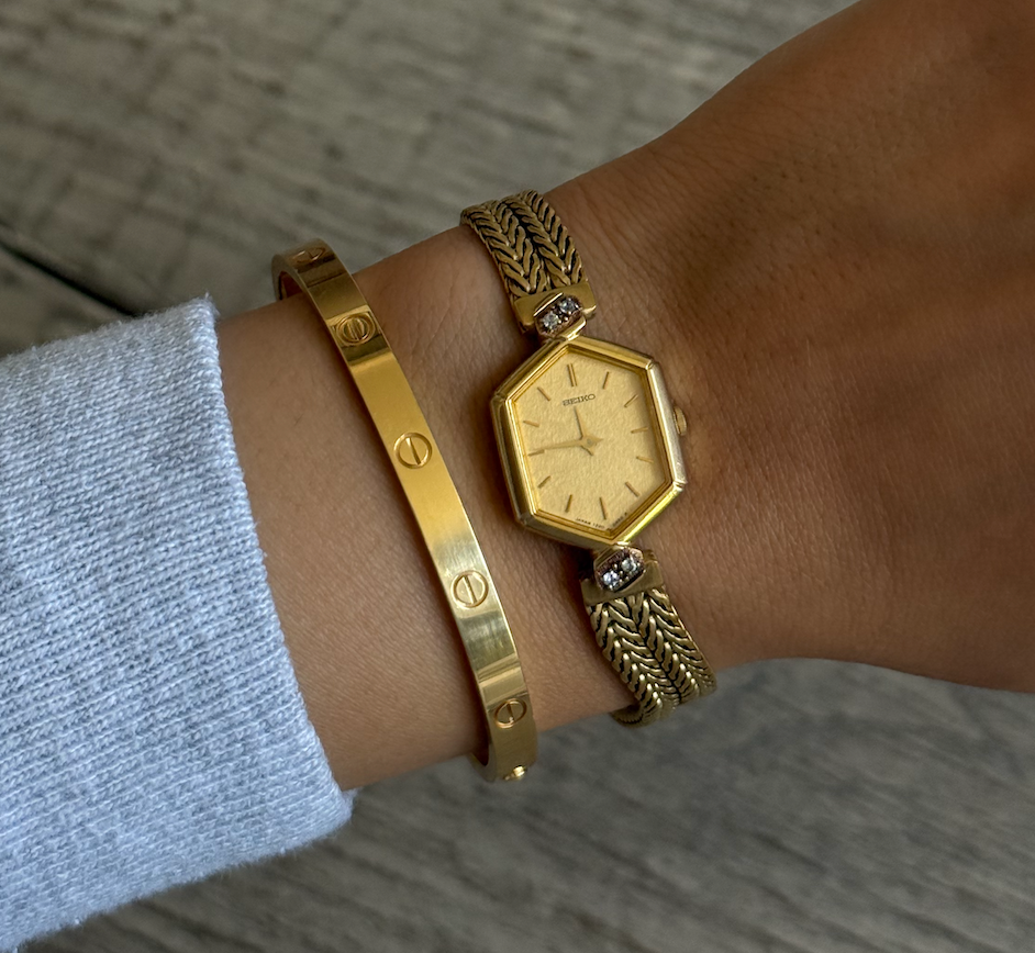 Seiko Gold Watch with Diamonds