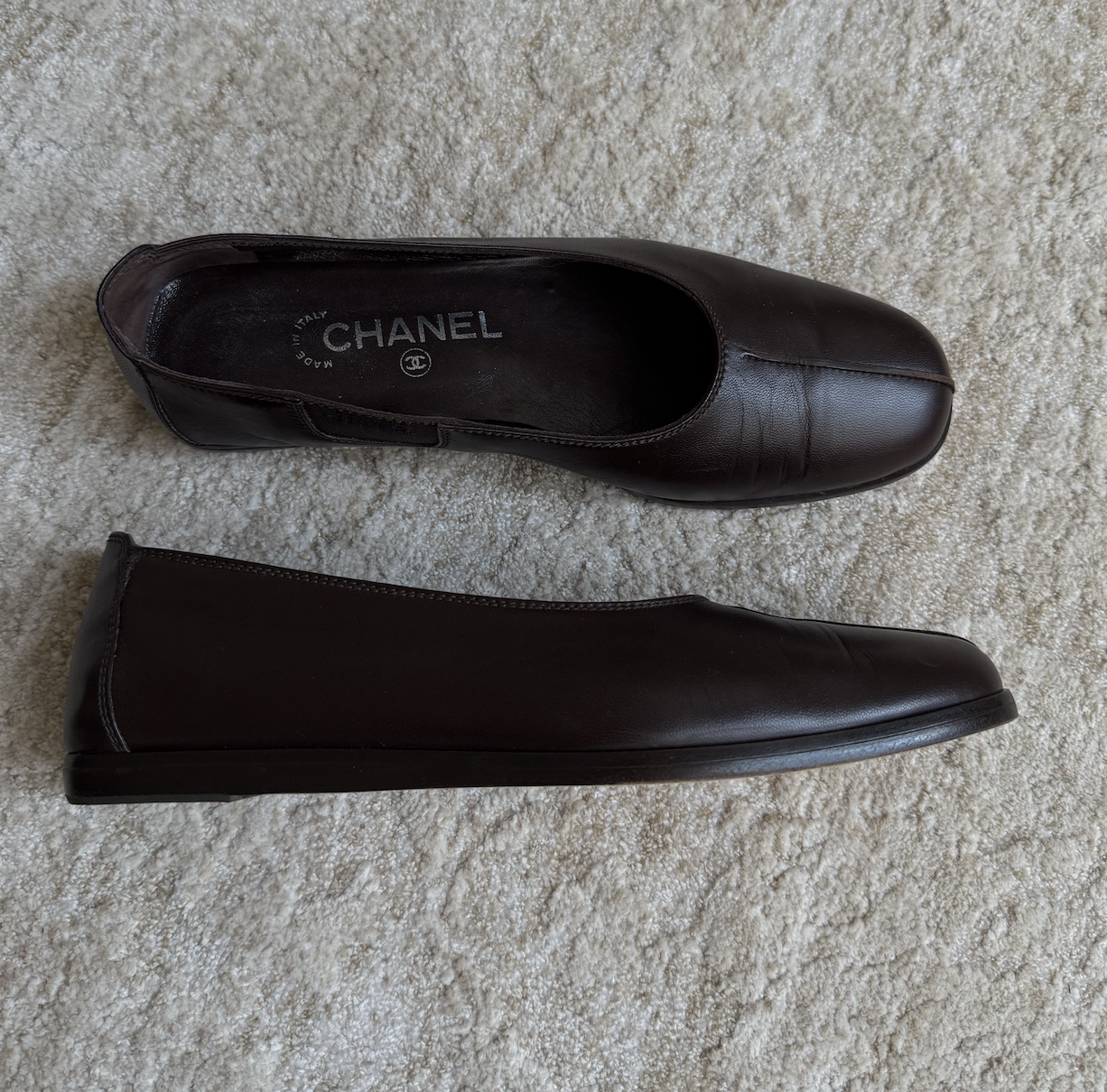 Chanel Brown Ballet Flats w/ BOX + DUST BAG Size 7.5