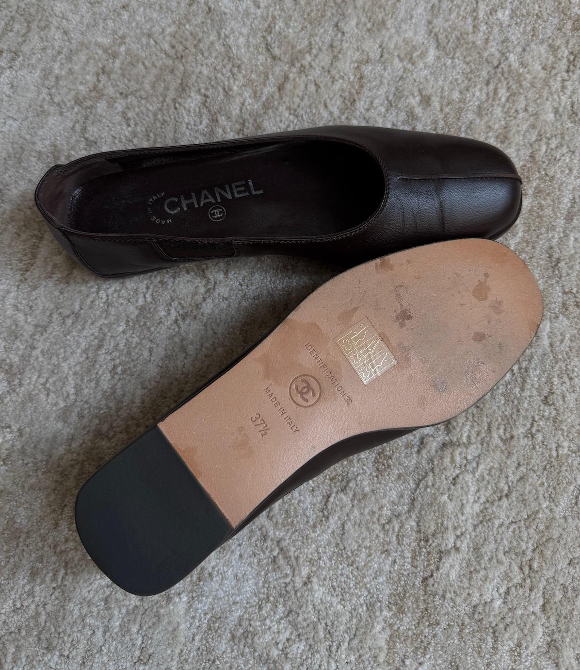 Chanel Brown Ballet Flats w/ BOX + DUST BAG Size 7.5