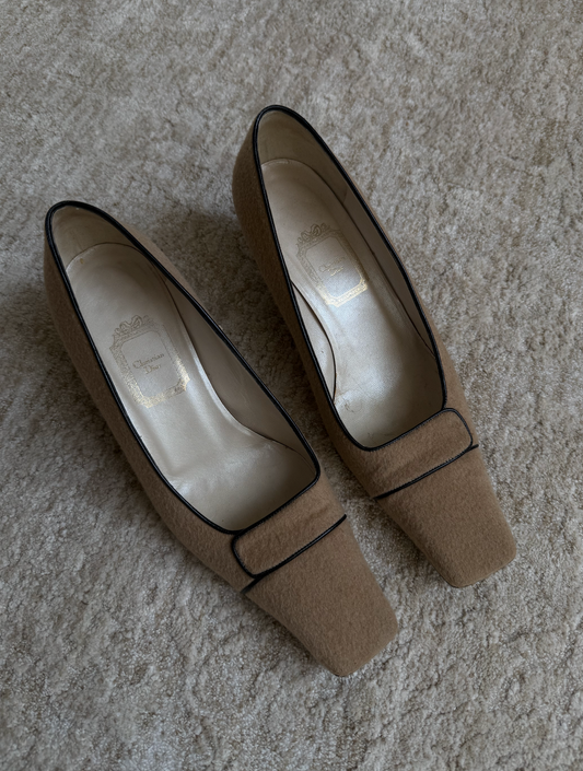 Christian Dior 90's Wool Kitten Heels Size 8