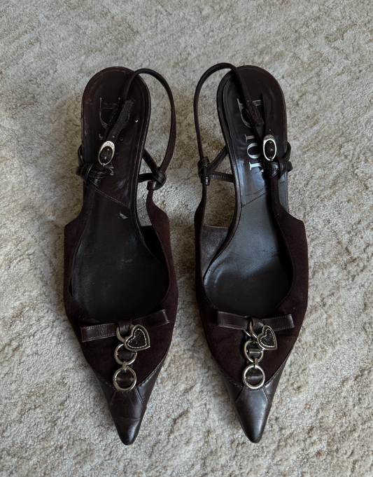 Christian Dior Suede Slingback Pumps Size 39 IT