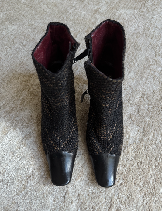 Chanel Vintage Tweed Sock Boots Size 37 IT