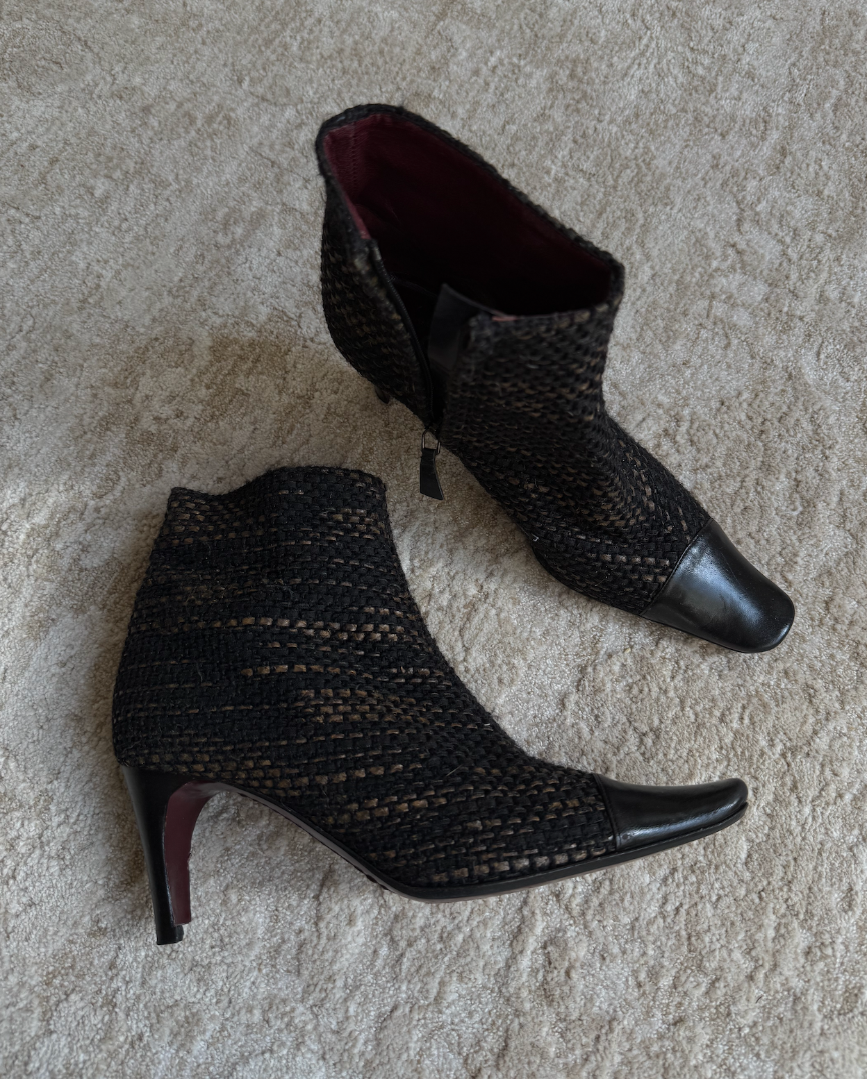 Chanel Vintage Tweed Sock Boots Size 37 IT