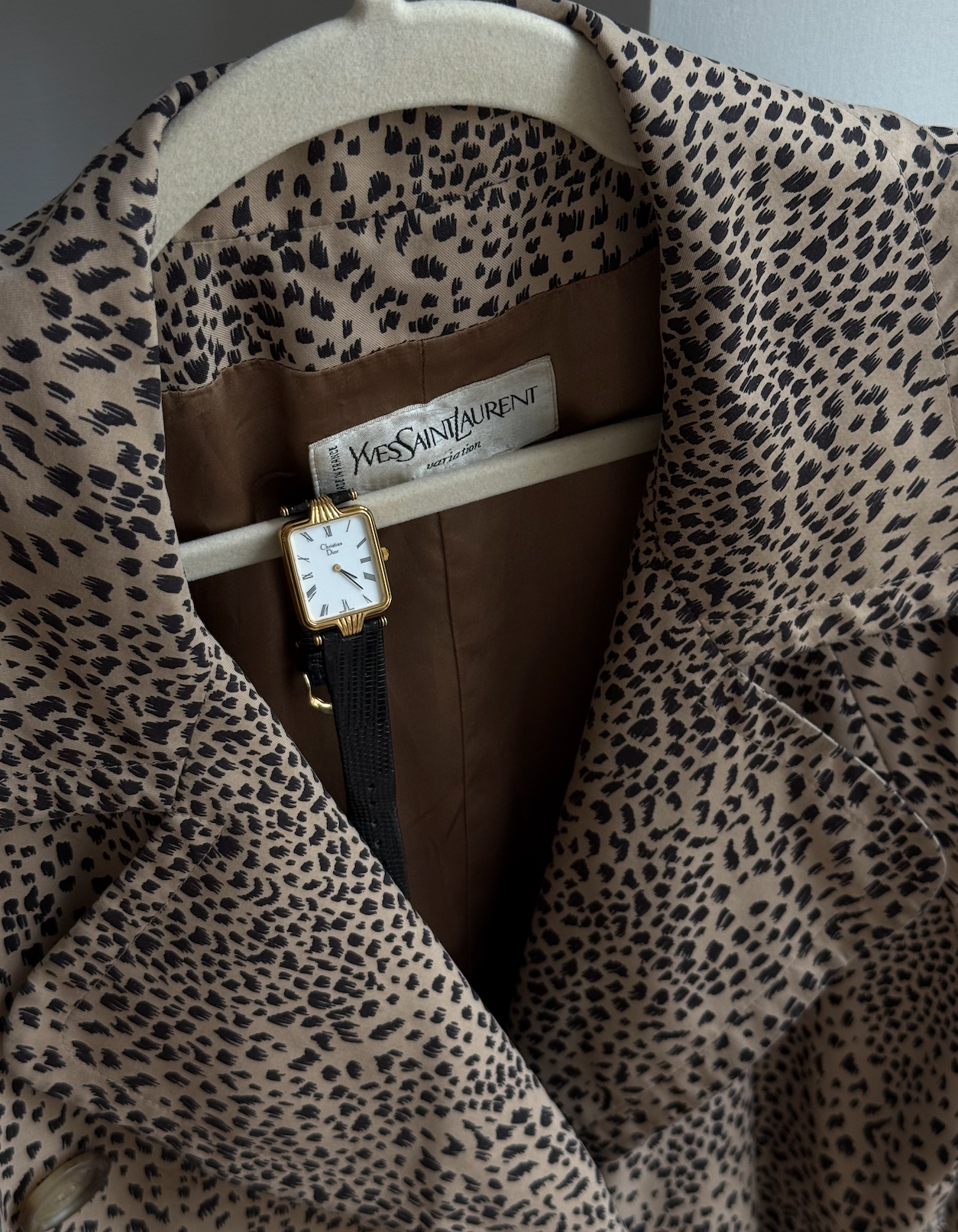 1980's Vintage YSL Leopard Print Trench Coat