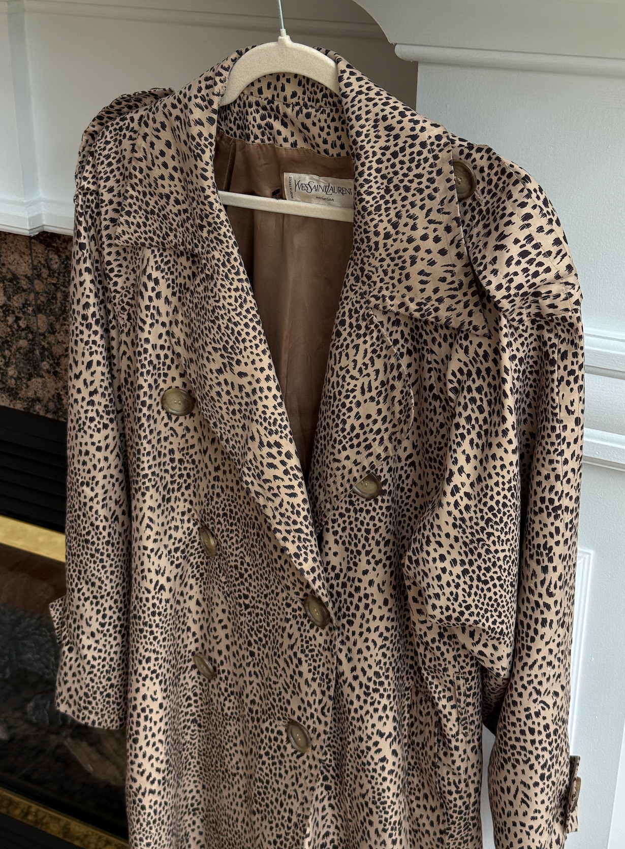 1980's Vintage YSL Leopard Print Trench Coat