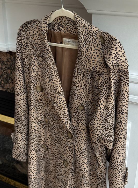 1980's Vintage YSL Leopard Print Trench Coat