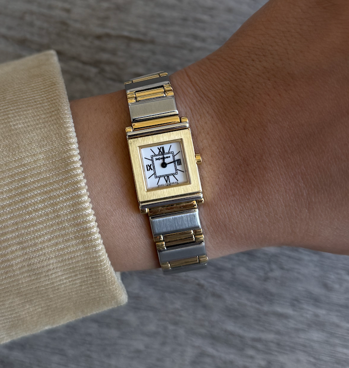 Authentic Yves Saint Laurent 1990s Square Dial Two Tone Watch