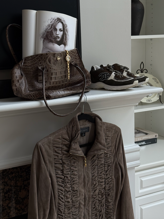 St. Johns Suede Ruffle Zip Up