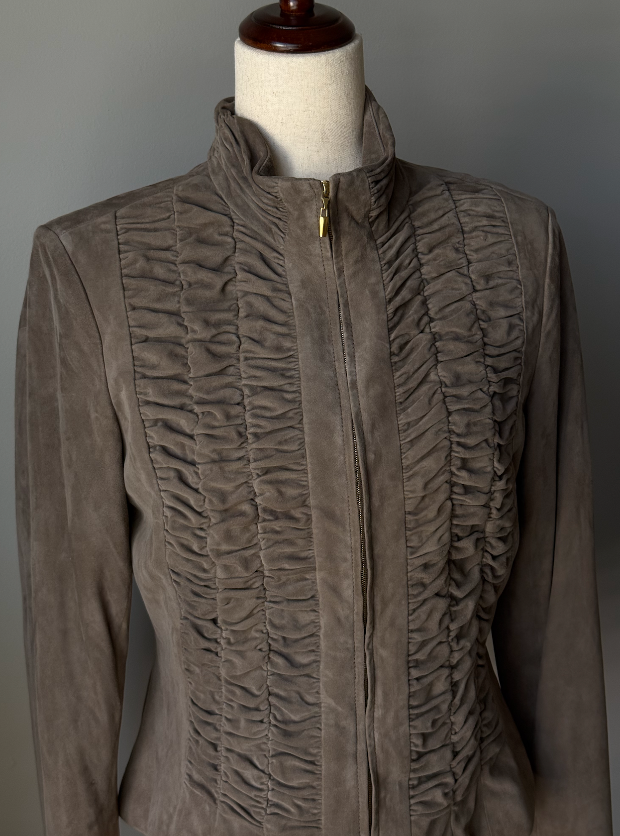 St. Johns Suede Ruffle Zip Up