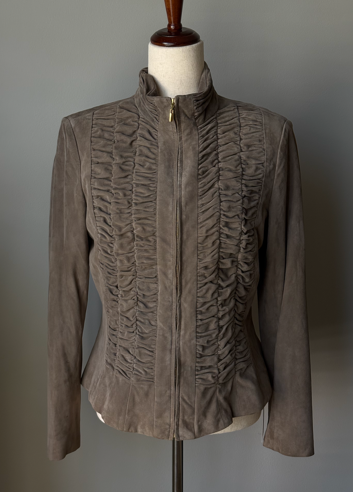St. Johns Suede Ruffle Zip Up