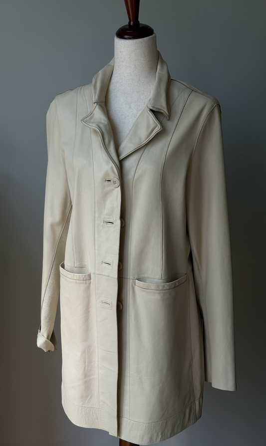 Vintage Cream Leather Trench