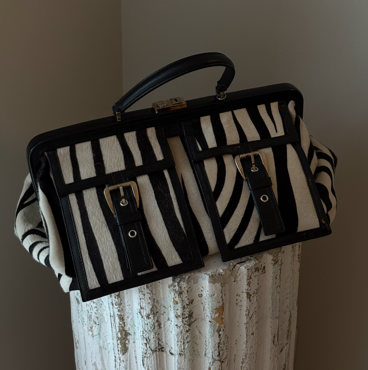 Celine Ponyhair Zebra Print Purse