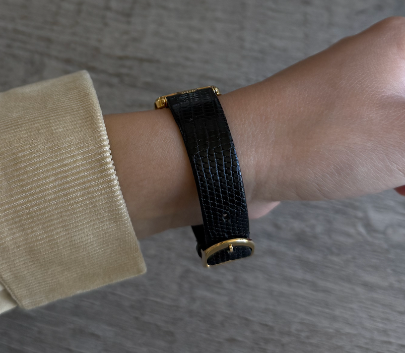 Authentic Black Strap Vintage Christian Dior Gold Plated Watch