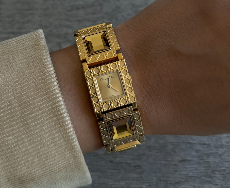 Authentic RARE Gold 1990's La Parisienne Christian Dior Watch Set w/ BOX