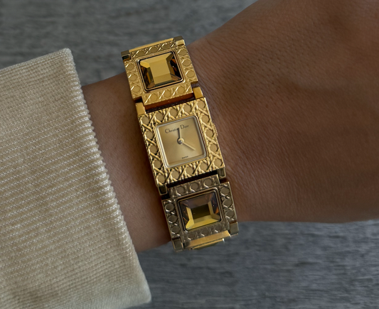 Authentic RARE Gold 1990's La Parisienne Christian Dior Watch Set w/ BOX