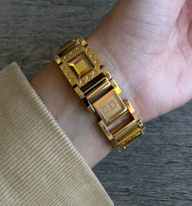 Authentic RARE Gold 1990's La Parisienne Christian Dior Watch Set w/ BOX