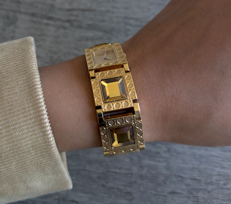 Authentic RARE Gold 1990's La Parisienne Christian Dior Watch Set w/ BOX