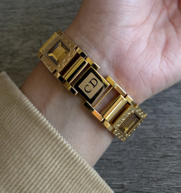 Authentic RARE Gold 1990's La Parisienne Christian Dior Watch Set w/ BOX
