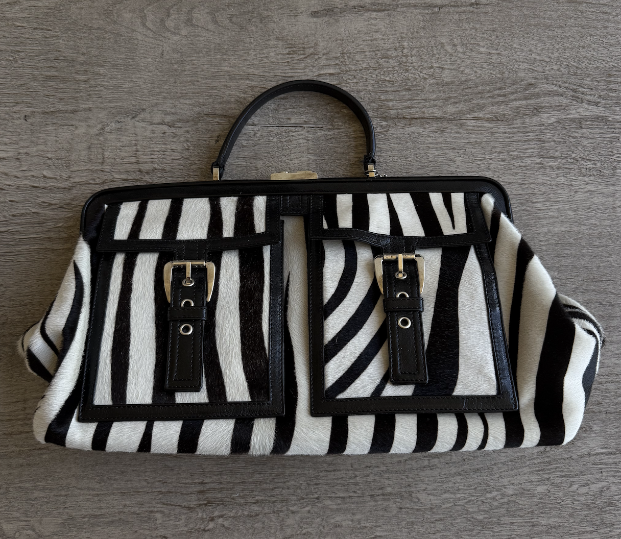 Celine Ponyhair Zebra Print Purse