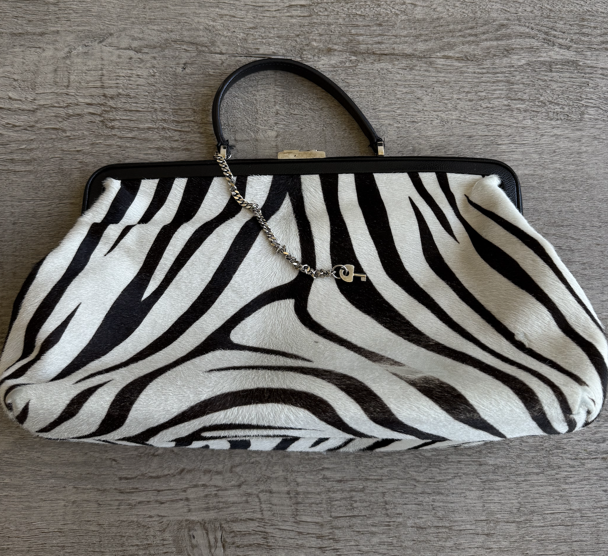 Celine Ponyhair Zebra Print Purse