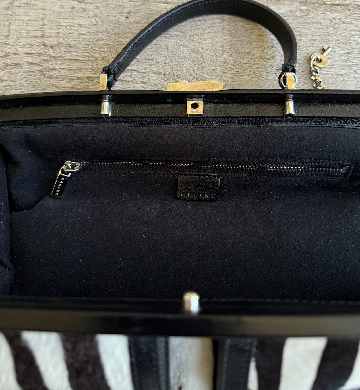 Celine Ponyhair Zebra Print Purse