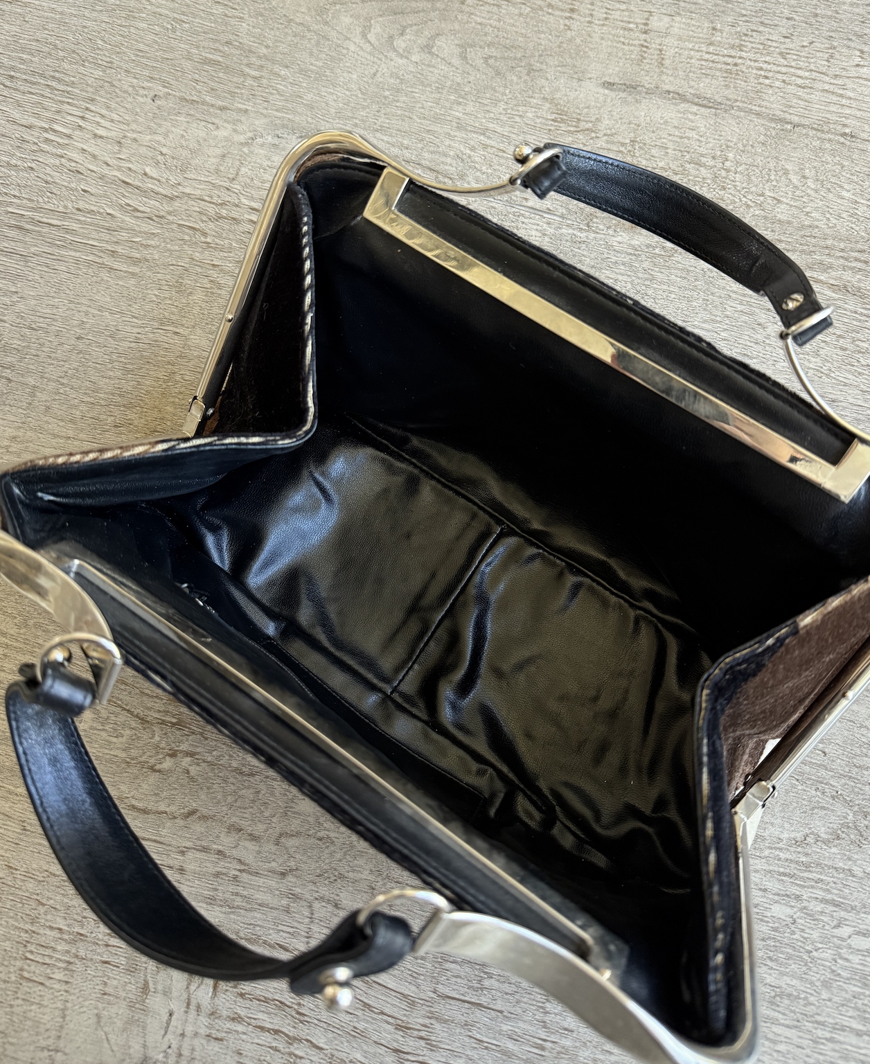 RARE Roberta Di Camerino Vintage Cowprint Velour Leather Bag