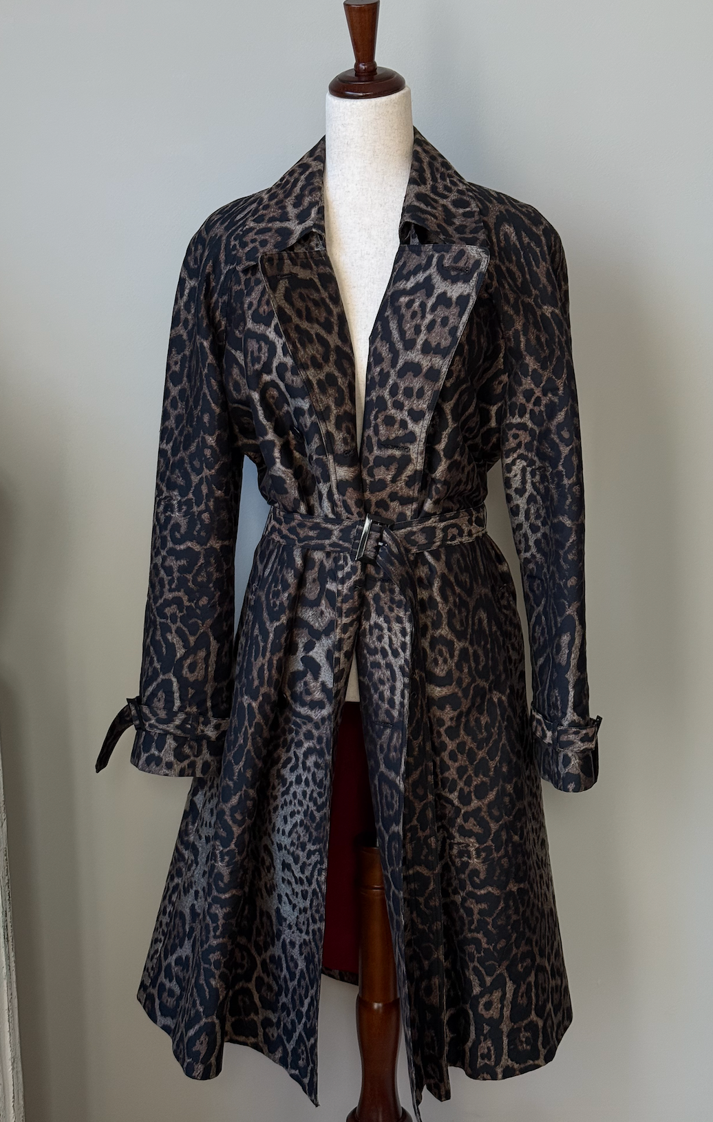 St John Vintage Leopard Print Trench Coat