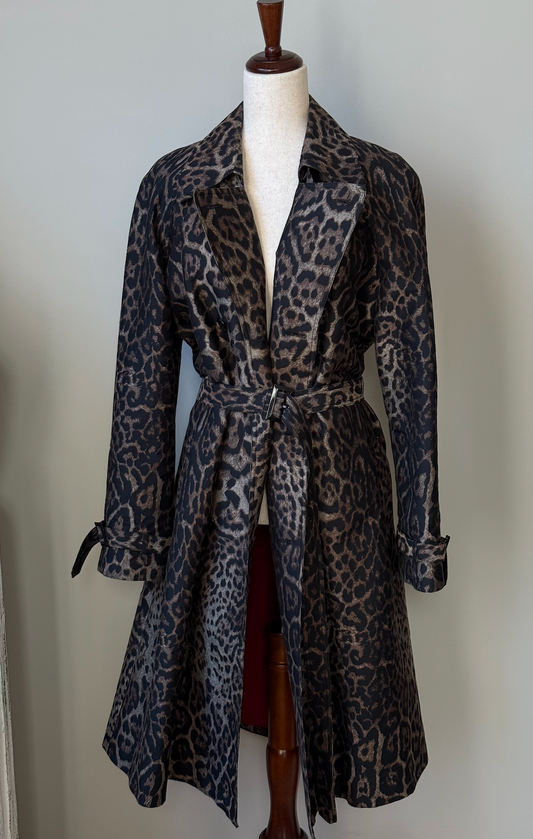 St John Vintage Leopard Print Trench Coat