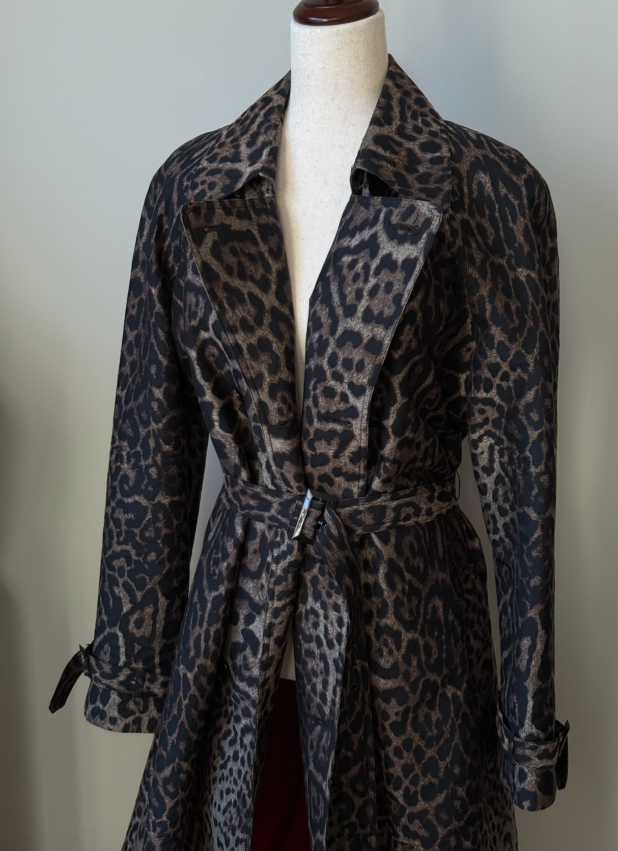St John Vintage Leopard Print Trench Coat