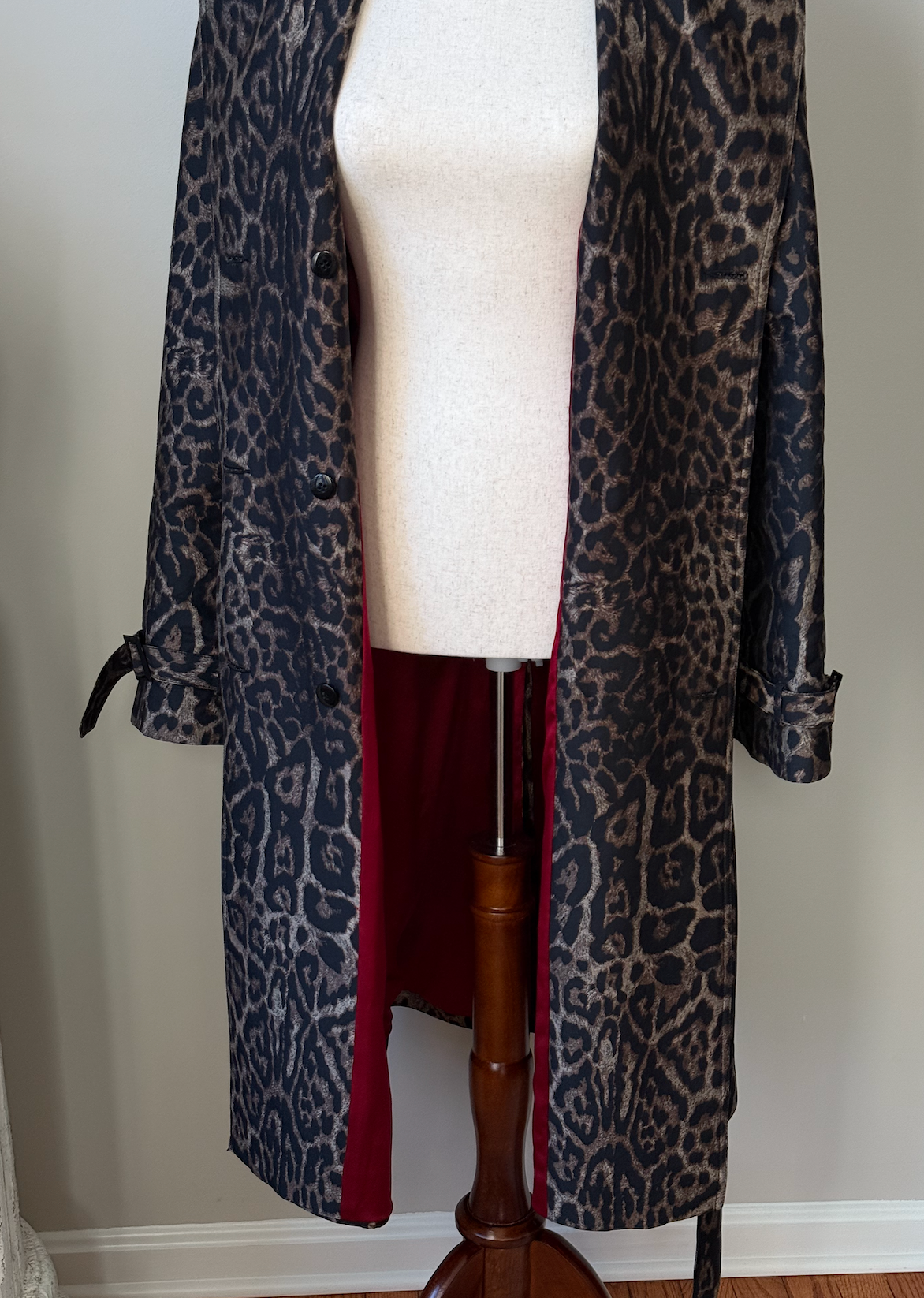 St John Vintage Leopard Print Trench Coat