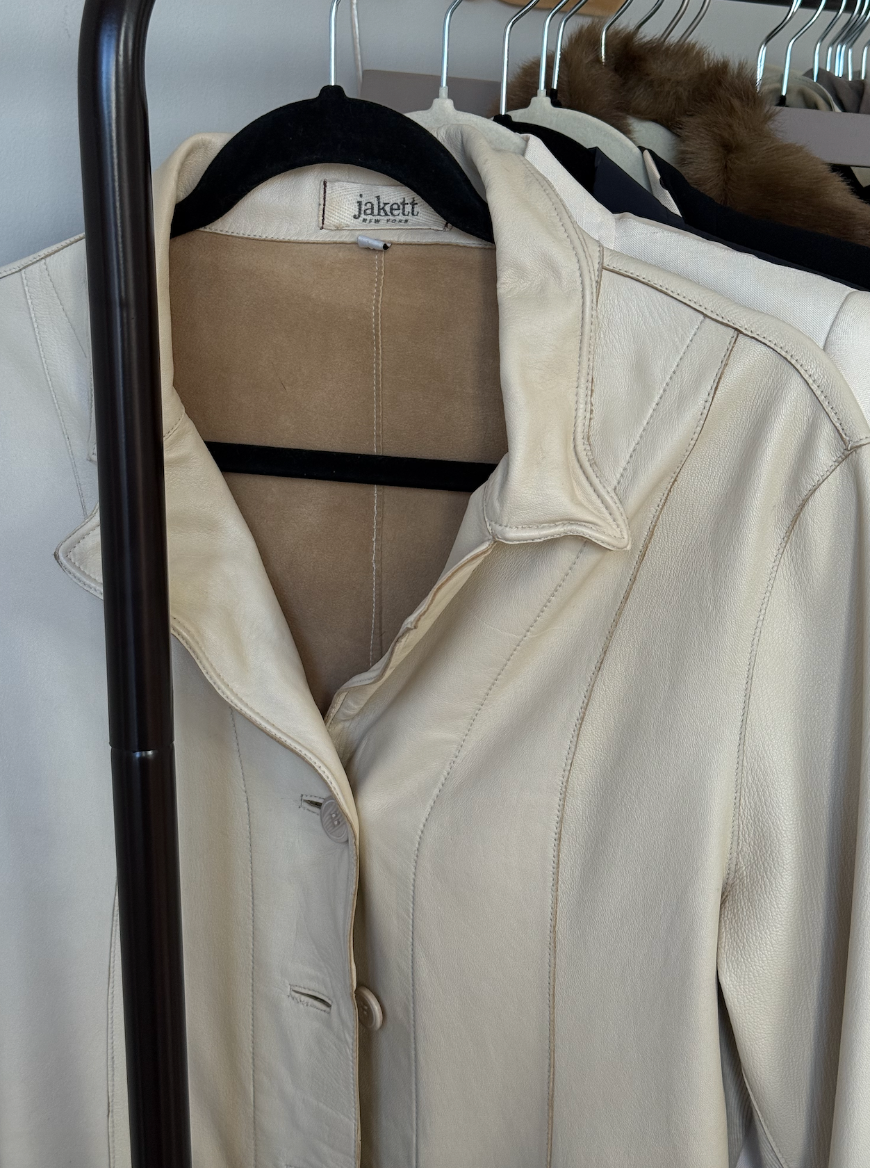 Vintage Cream Leather Trench