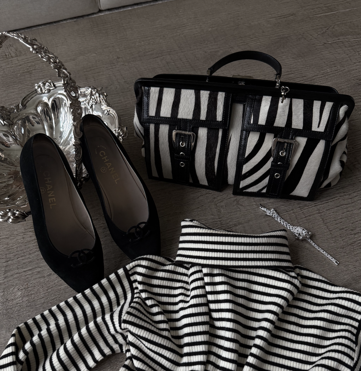 Celine Ponyhair Zebra Print Purse