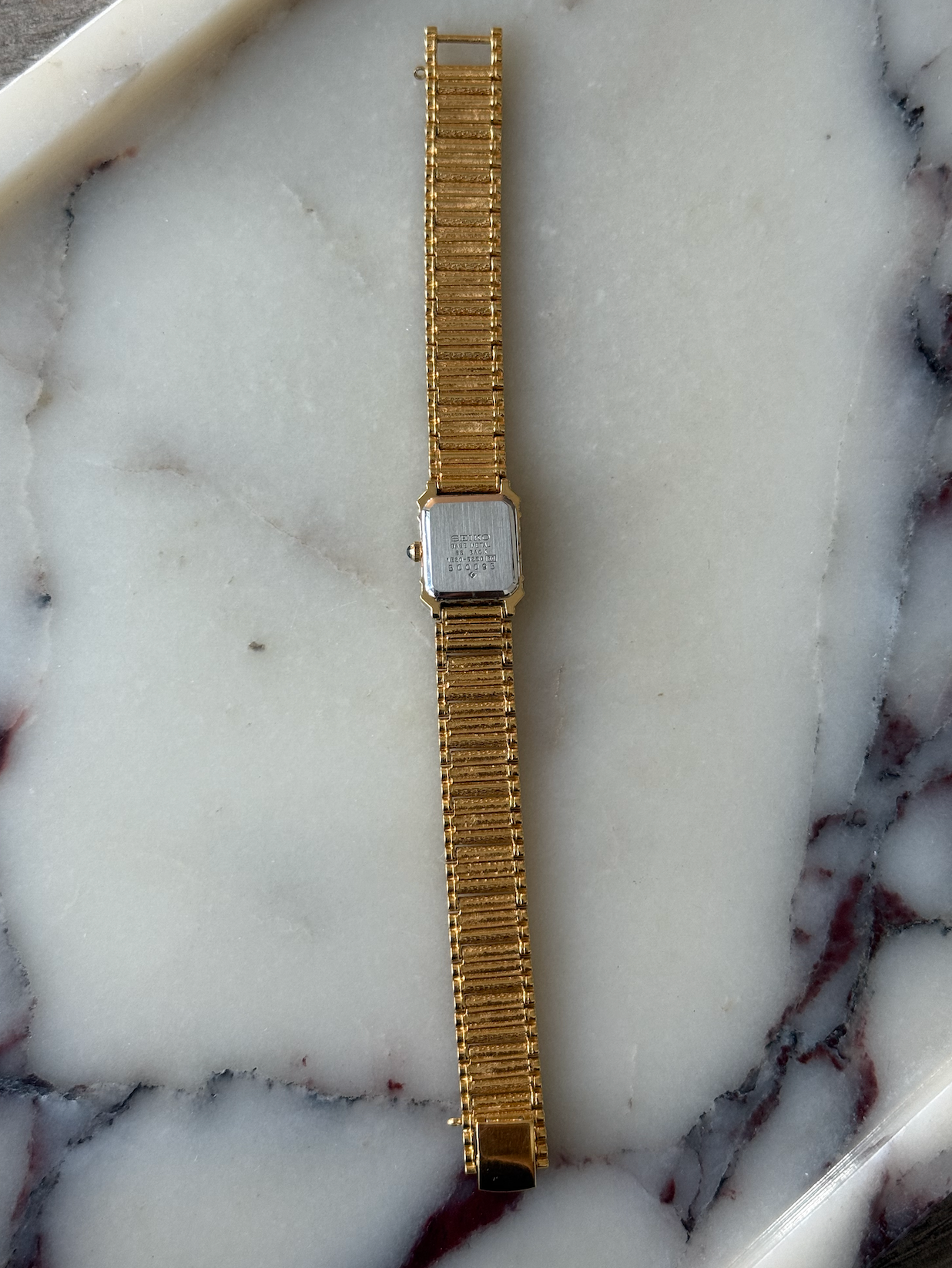 Dainty Seiko Tank Watch With 6 Diamonds