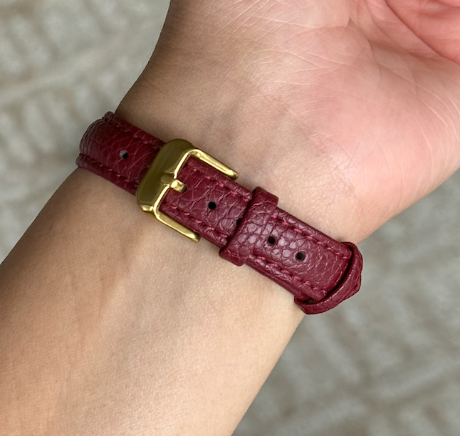 Authentic Maroon Strap Vintage YSL Gold Plated Watch W/ BOX + Extra strap