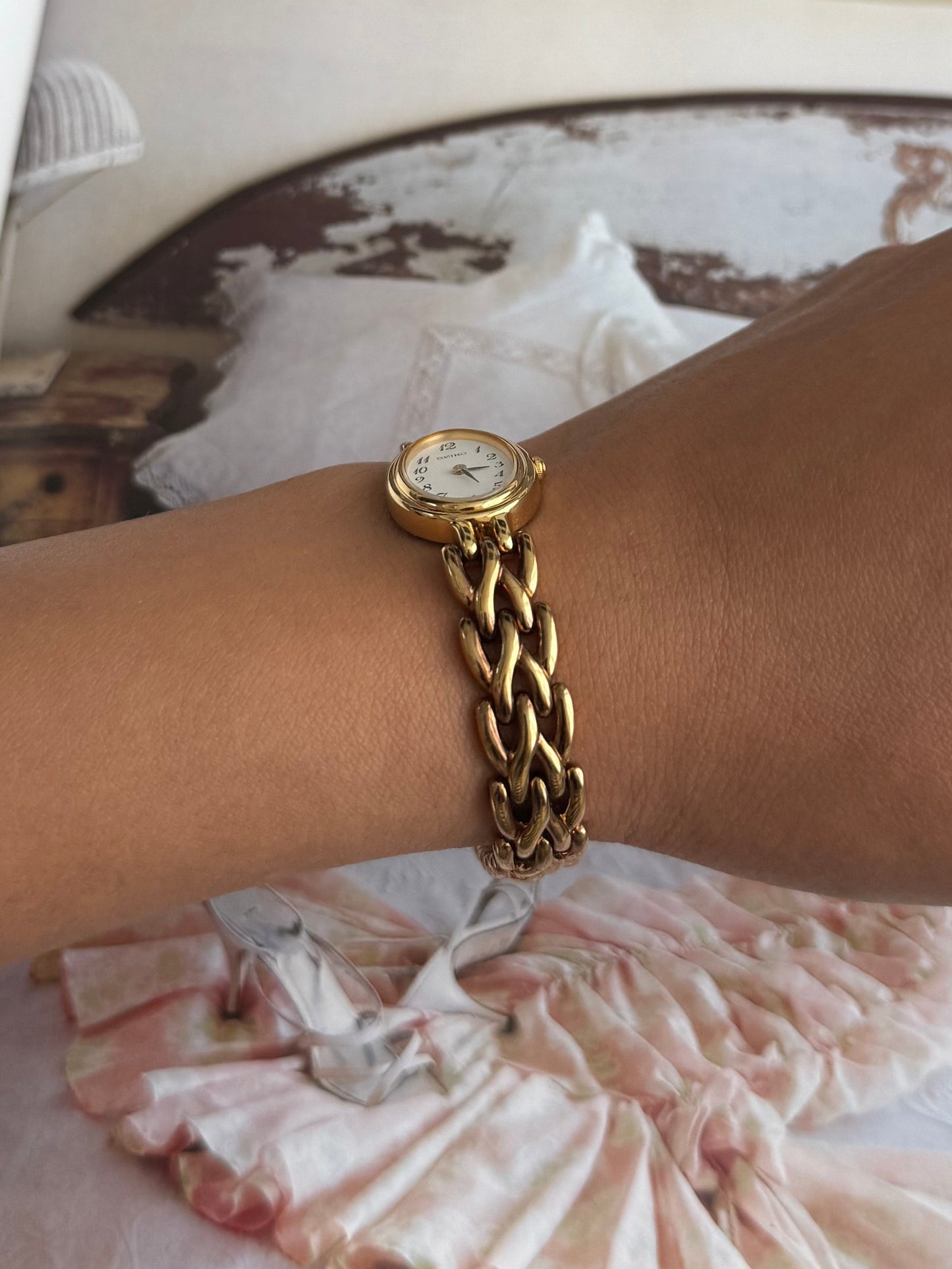 Gold Toned Roman Numeral Seiko Watch