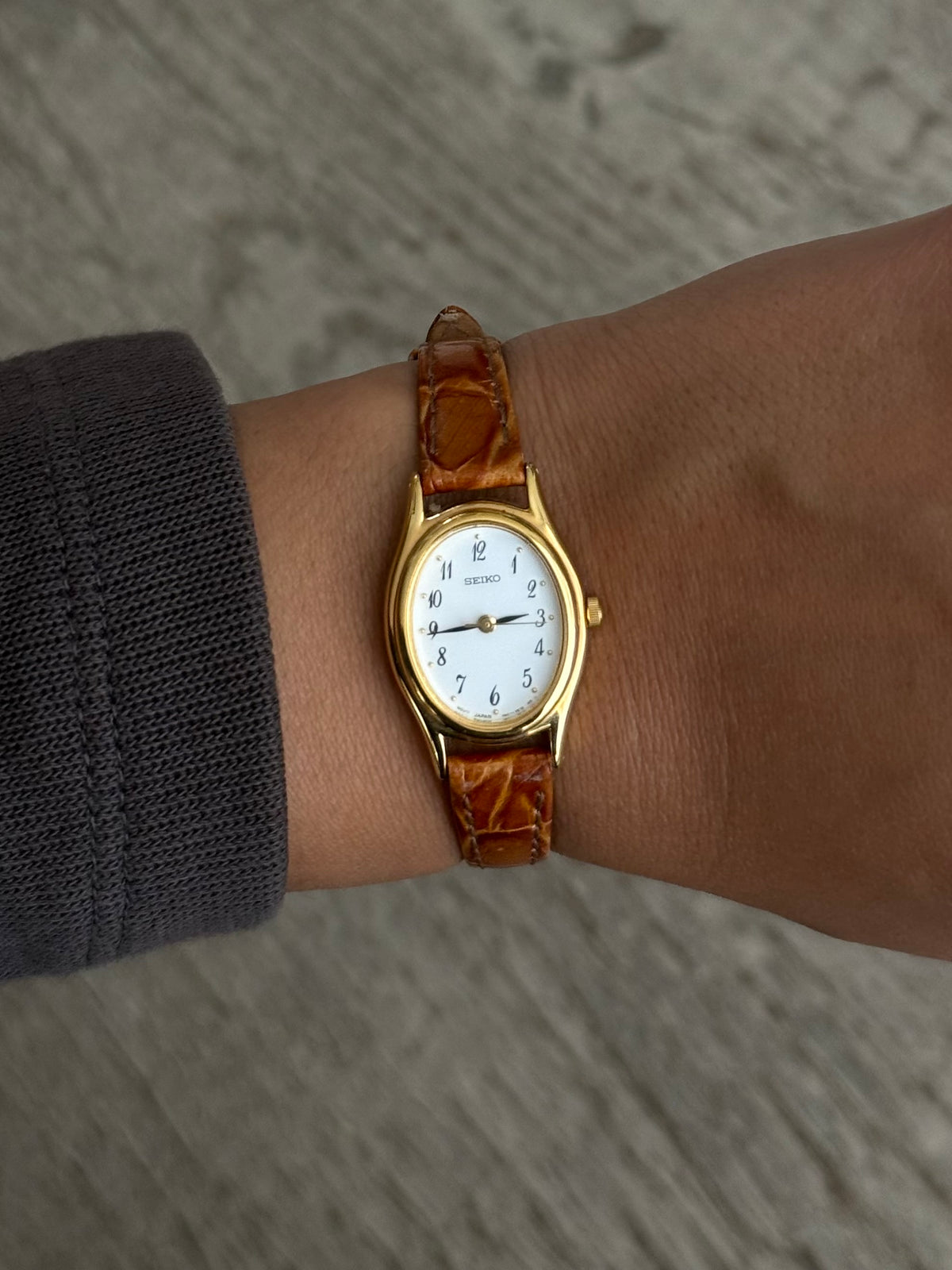 Seiko Light Brown Leather Strap Watch