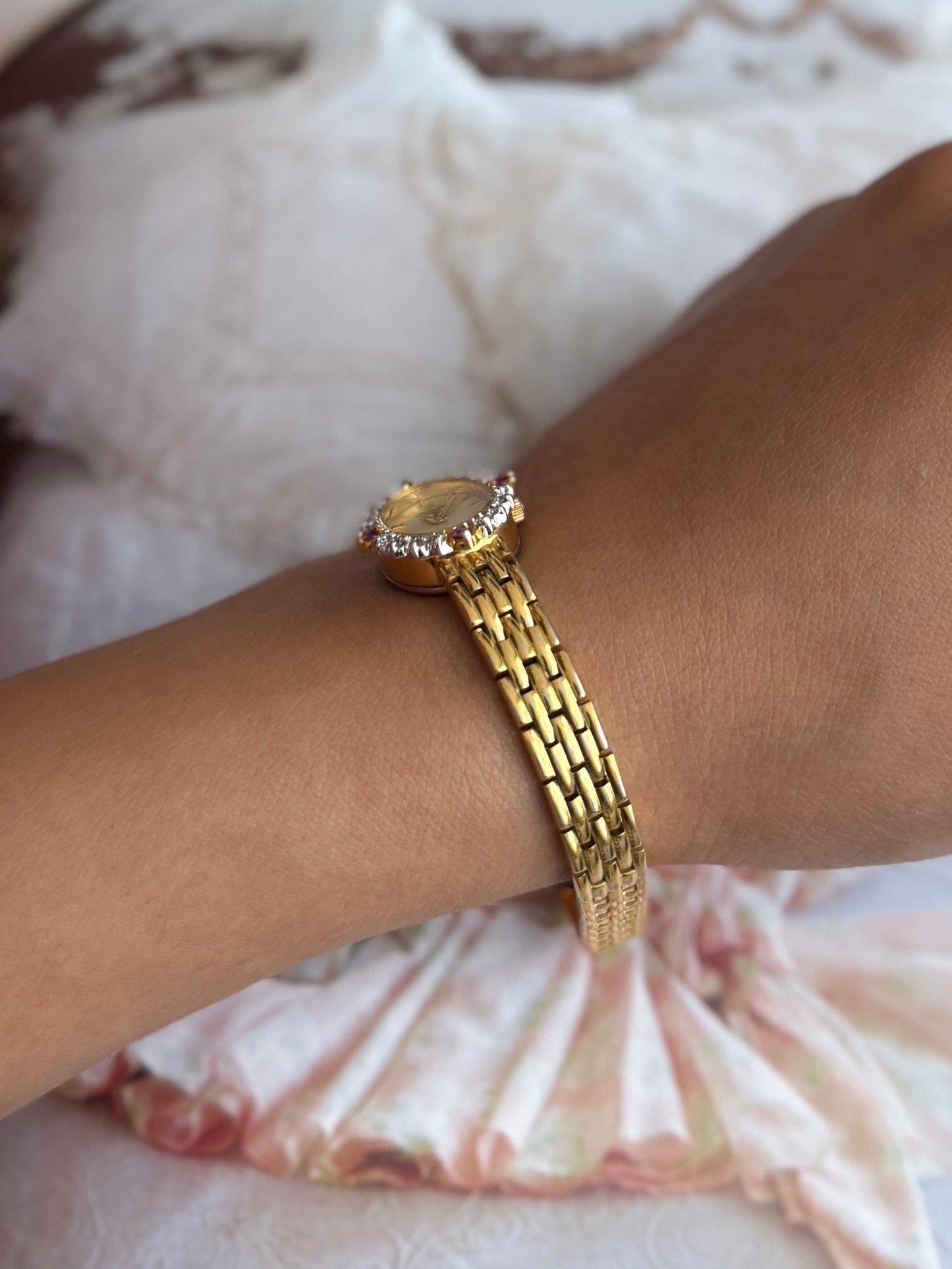 1990’s Ruby and Diamond Bezel Deauville Gold Watch